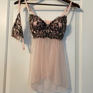 Pink and black lingerie set
